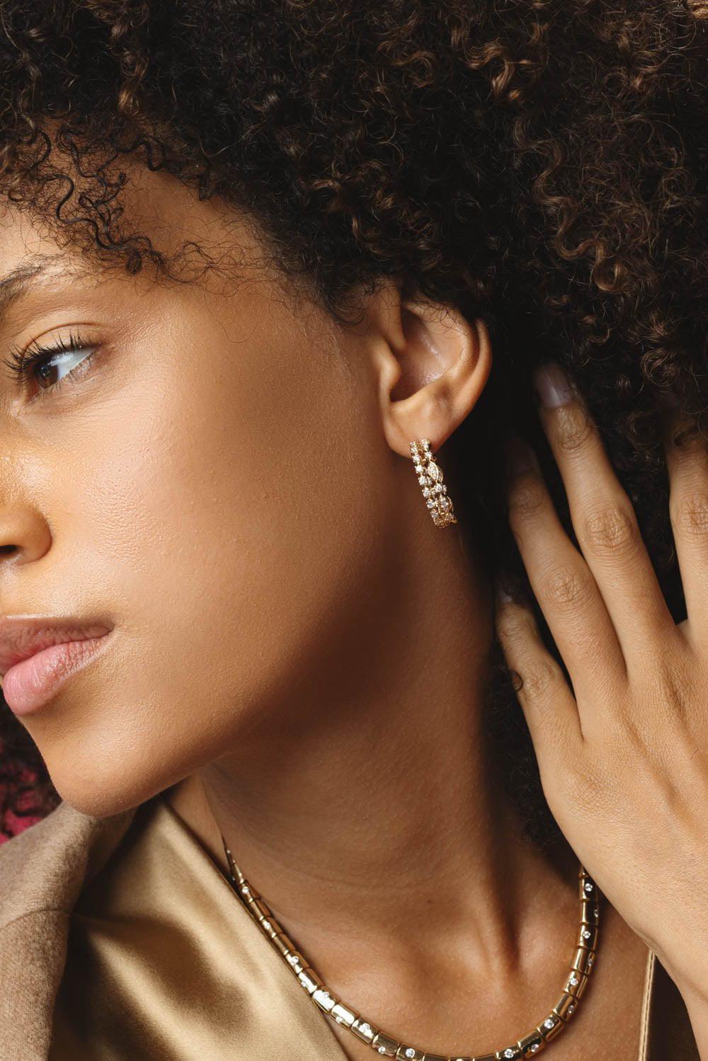 KWIAT-Starry Night Double Hoop Earrings-YELLOW GOLD