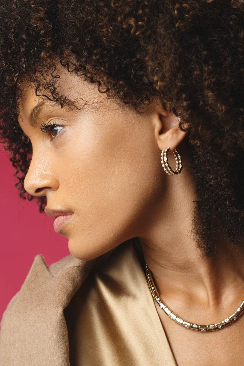 KWIAT-Starry Night Double Hoop Earrings-YELLOW GOLD
