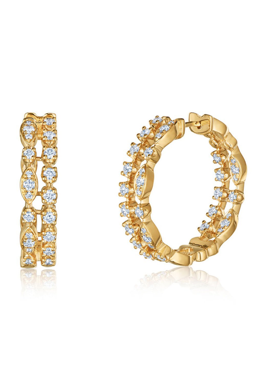 KWIAT-Starry Night Double Hoop Earrings-YELLOW GOLD