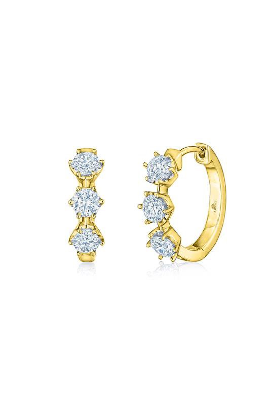 KWIAT-Starry Night Petite Hoop Earrings-YELLOW GOLD