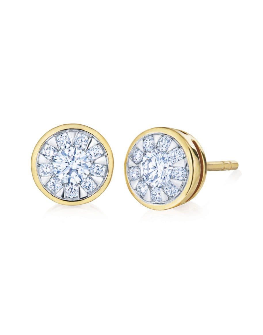 KWIAT-Sunburst Diamond Stud Earrings-YELLOW GOLD