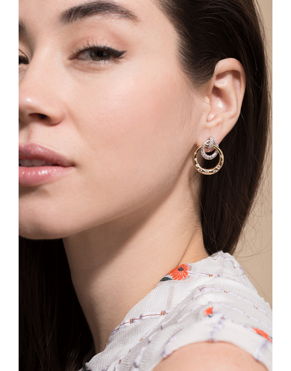 KWIAT-Two Tone Double Hoop Earrings-YELLOW GOLD