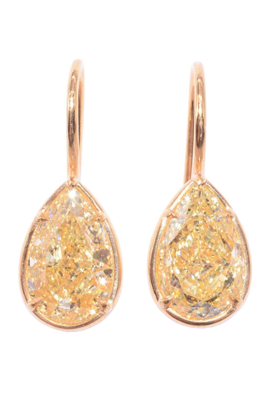 Yellow Diamond Pear Drop Earrings-YELLOW GOLD-JEWELRYFINE JEWELEARRING-KWIAT
