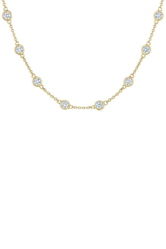 Round Diamond Bezel String Necklace-YELLOW GOLD-18-JEWELRYFINE JEWELNECKLACE O-KWIAT