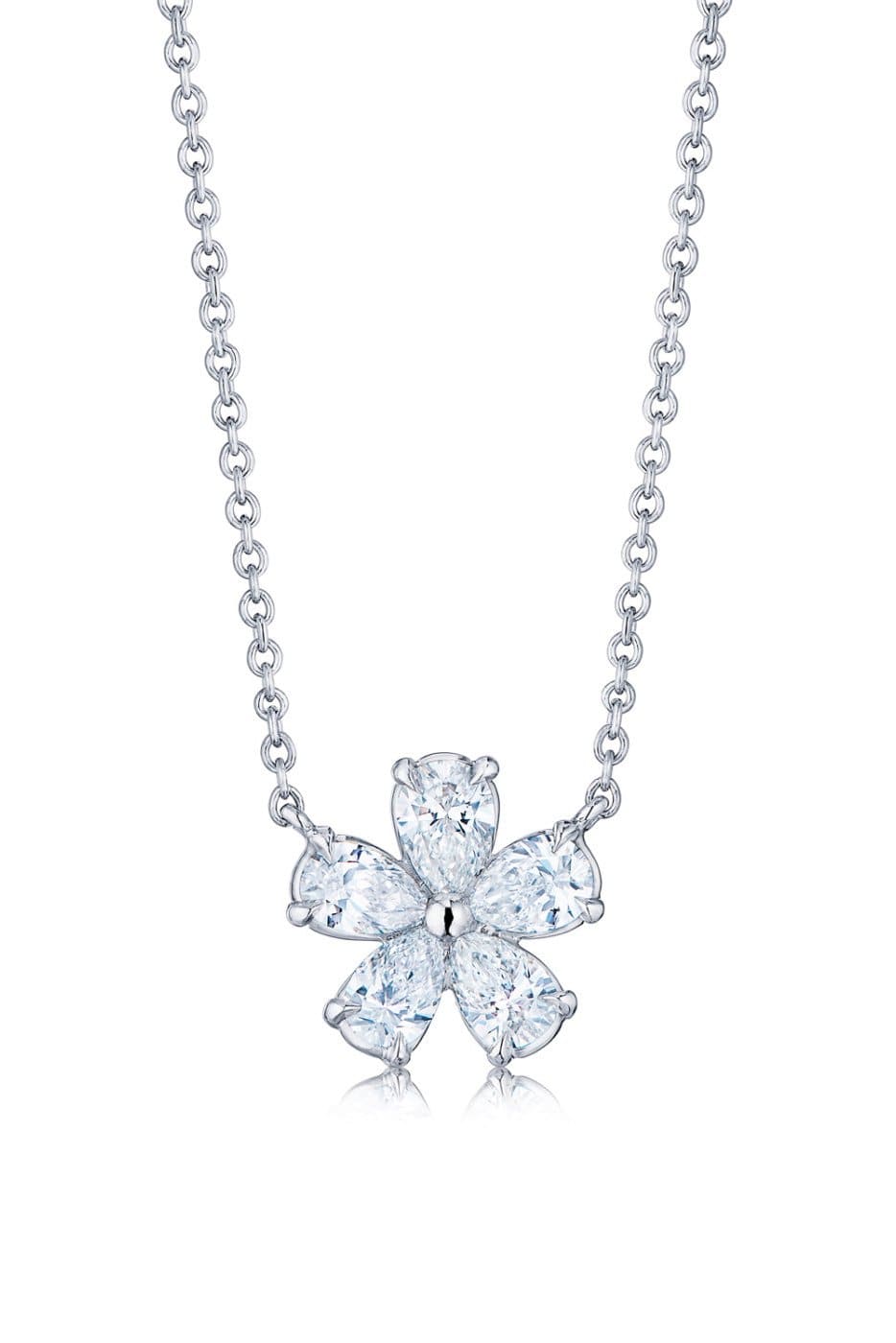KWIAT-Cluster Floral Pendant Necklace-PLAT