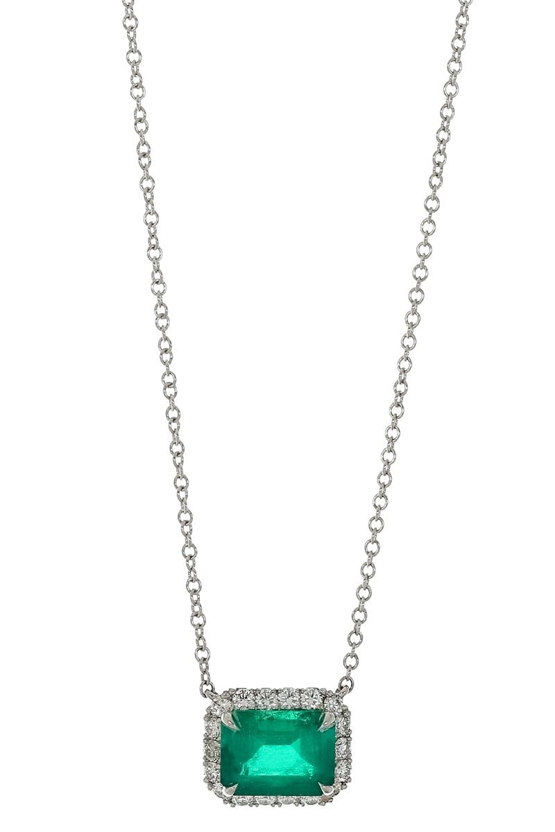 KWIAT-Colombian Emerald Pendant Necklace-PLAT