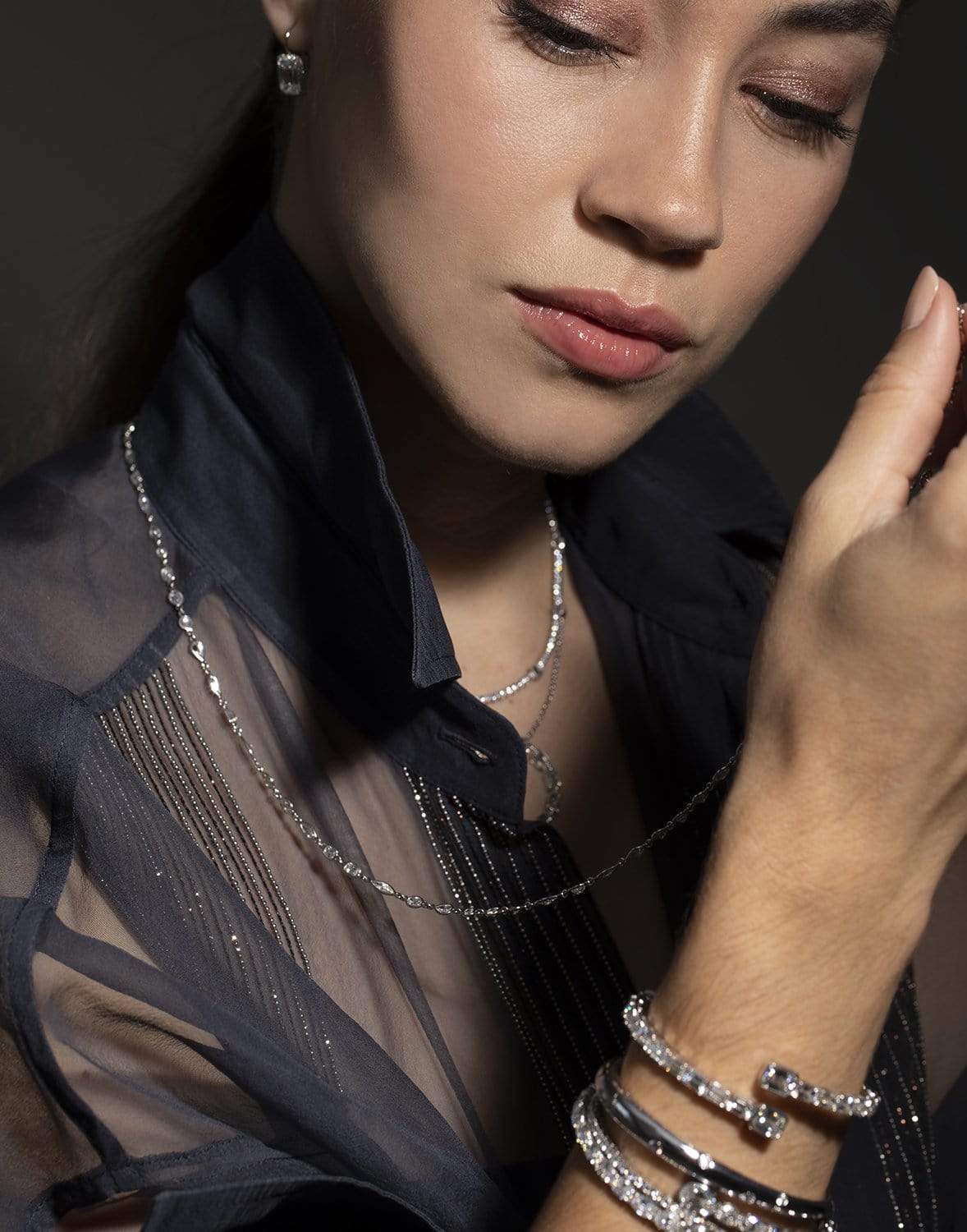 KWIAT-Diamond Strings Mixed Shape Necklace-PLAT