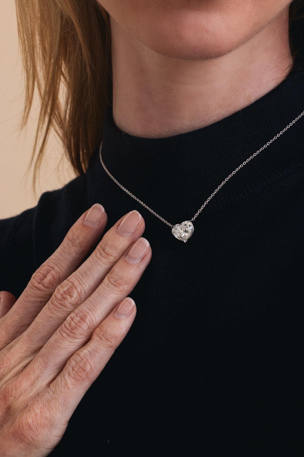 Diamond HeartPendant Necklace-PLATINUM-16-JEWELRYFINE JEWELNECKLACE O-KWIAT