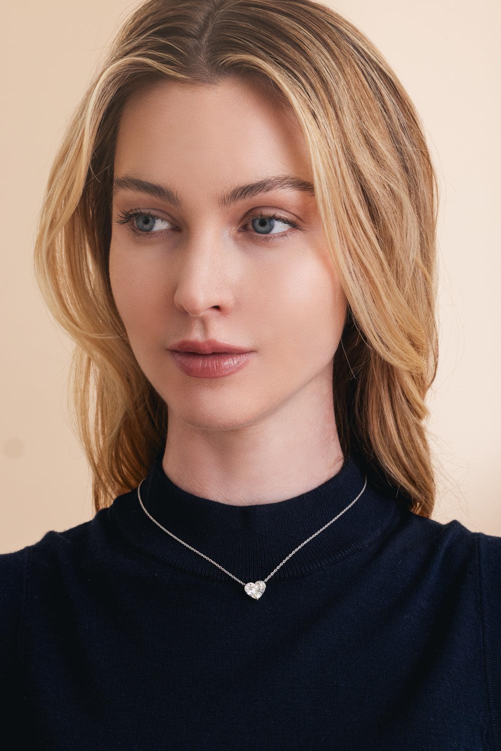 Diamond HeartPendant Necklace-PLATINUM-16-JEWELRYFINE JEWELNECKLACE O-KWIAT