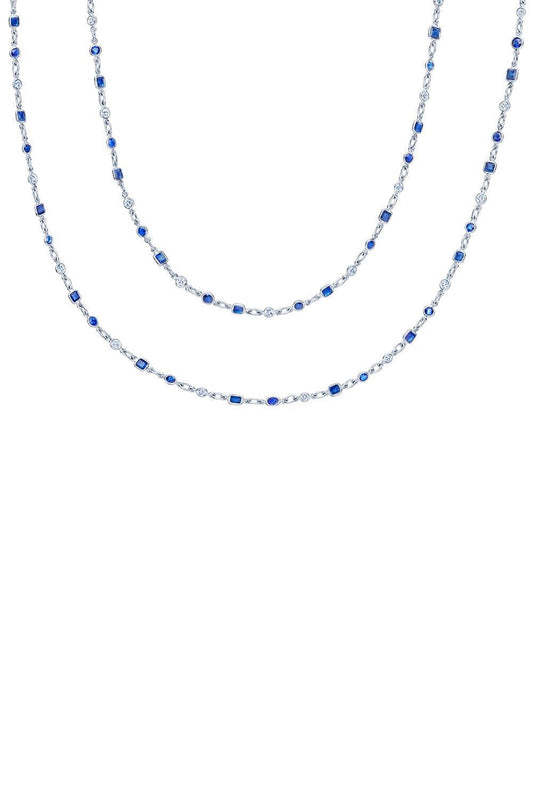 Sapphire Diamond String Necklace-PLATINUM-35-JEWELRYFINE JEWELNECKLACE O-KWIAT