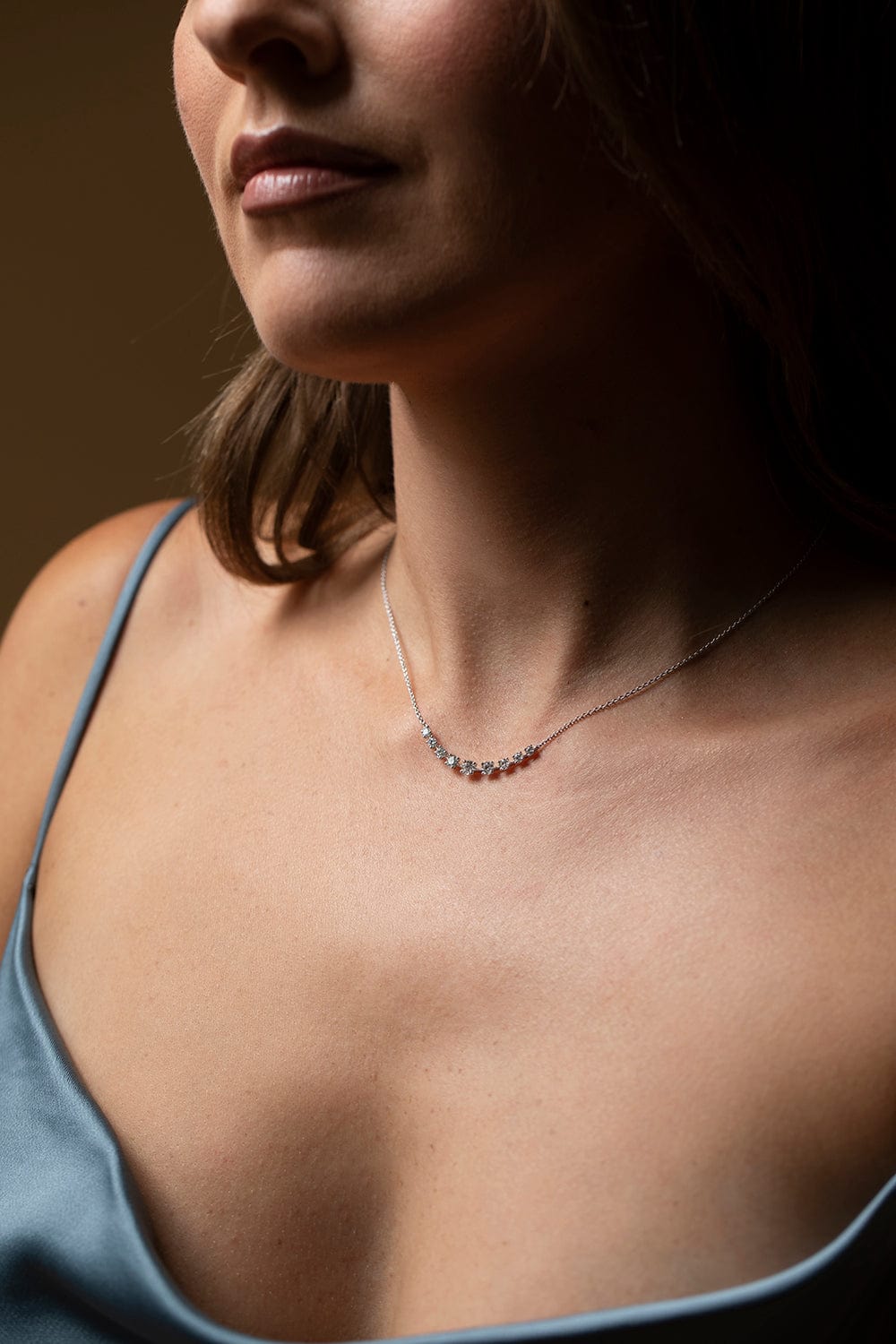 KWIAT-9 Stone Demi-Riviera Necklace-WHITE GOLD