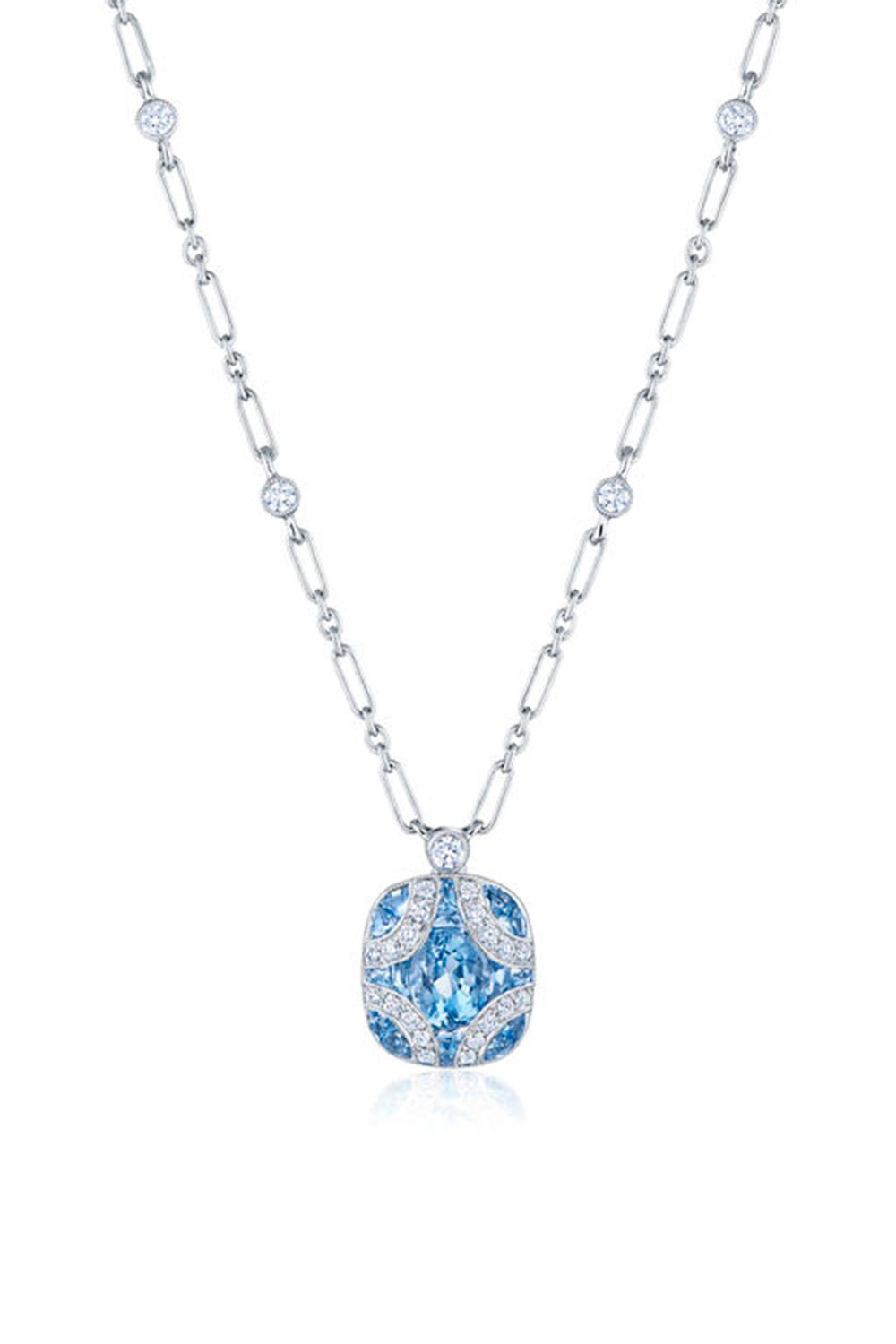 KWIAT-Argyle Aquamarine Diamond Pendant Necklace-WHITE GOLD