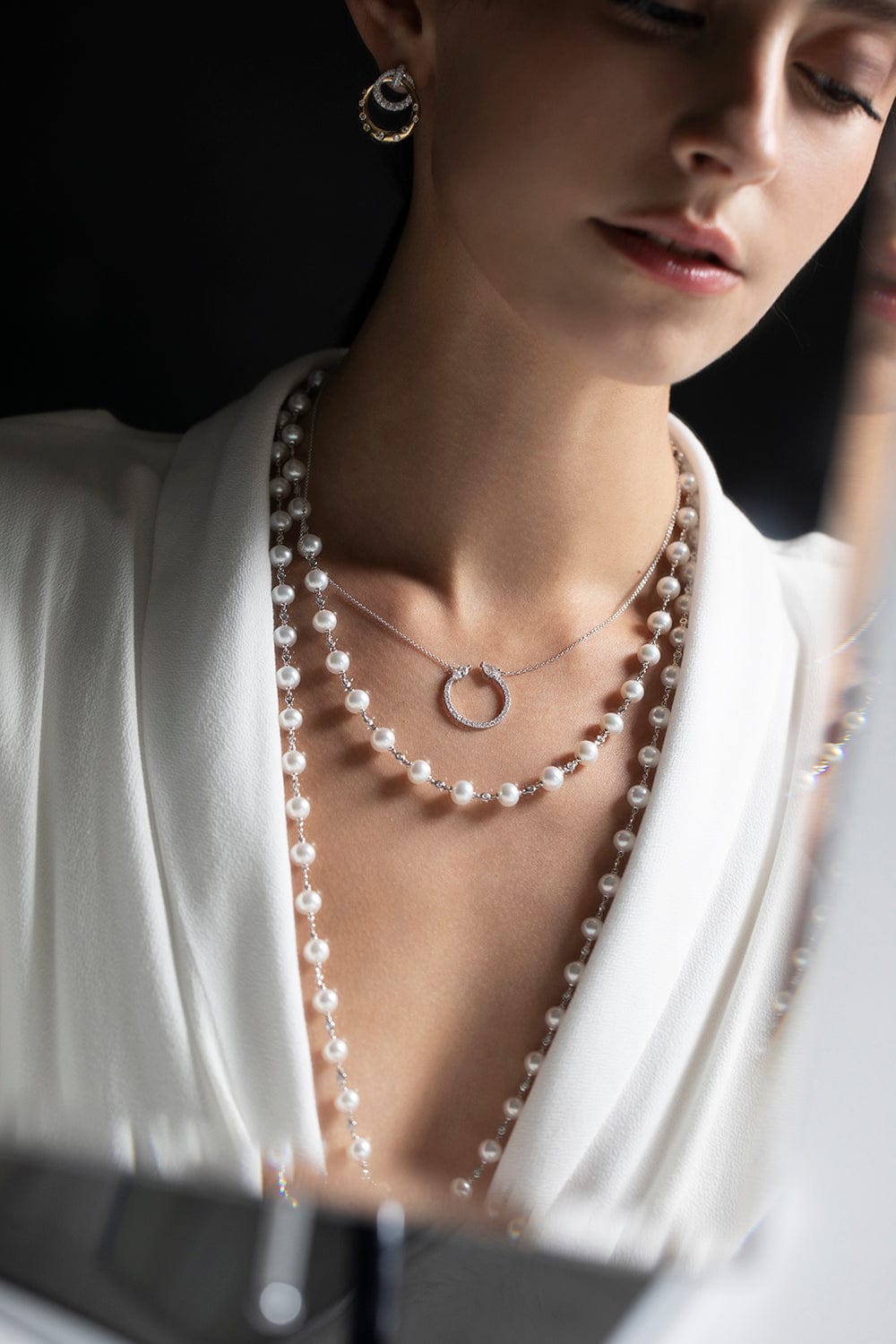 KWIAT-Large Duet Circle Necklace- White Gold-WHITE GOLD