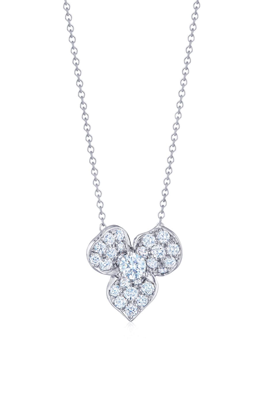 KWIAT-Pear Shape Floral Pendant Necklace-WHITE GOLD