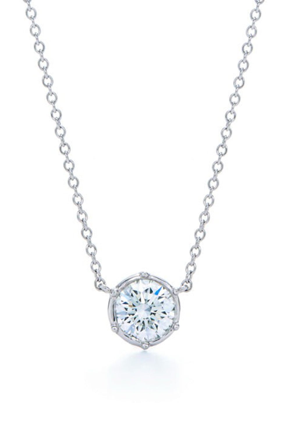 KWIAT-Round Bezel Set Solitare Pendant-WHITE GOLD