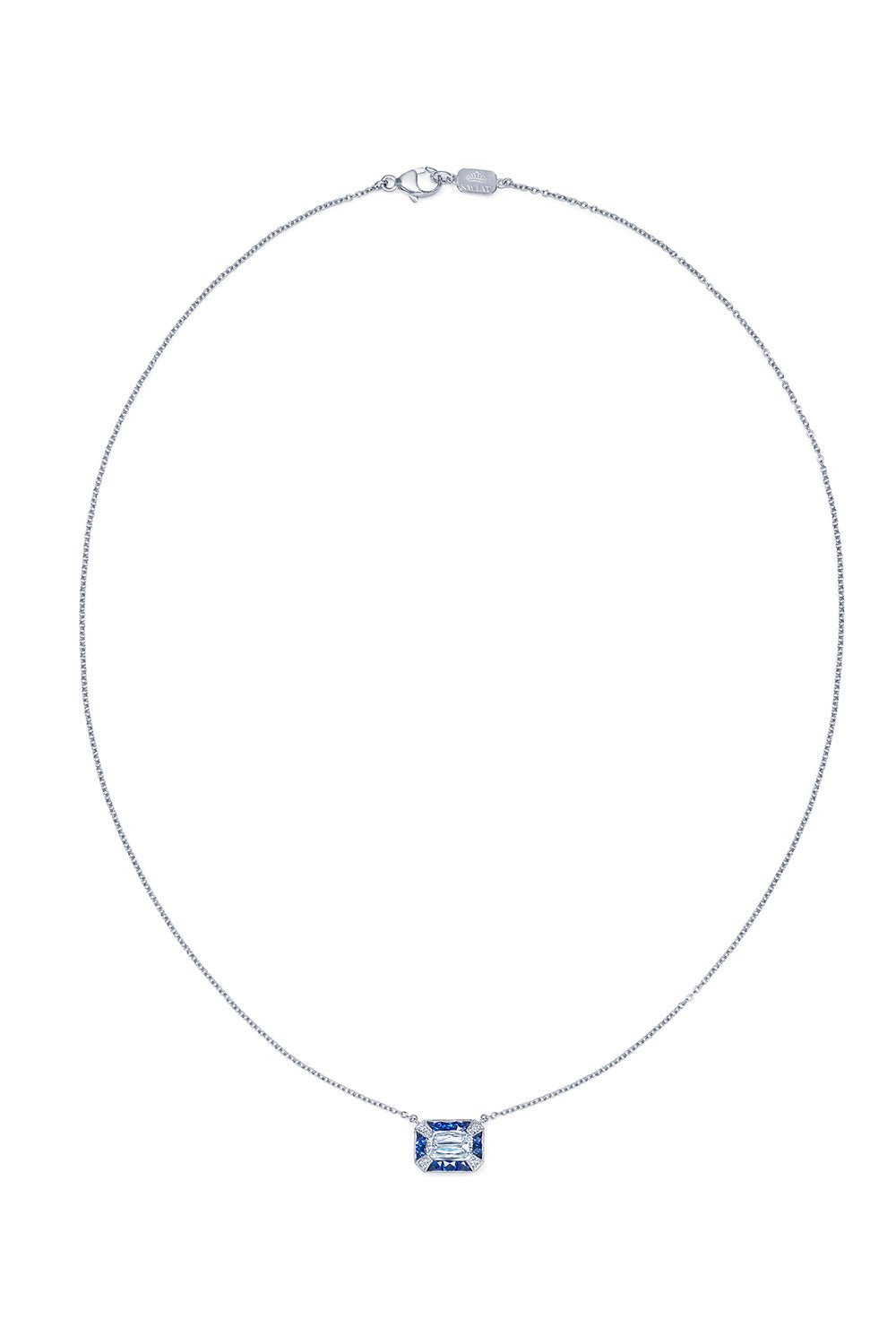 KWIAT-Sapphire Diamond Ray East West Pendant Necklace-WHITE GOLD