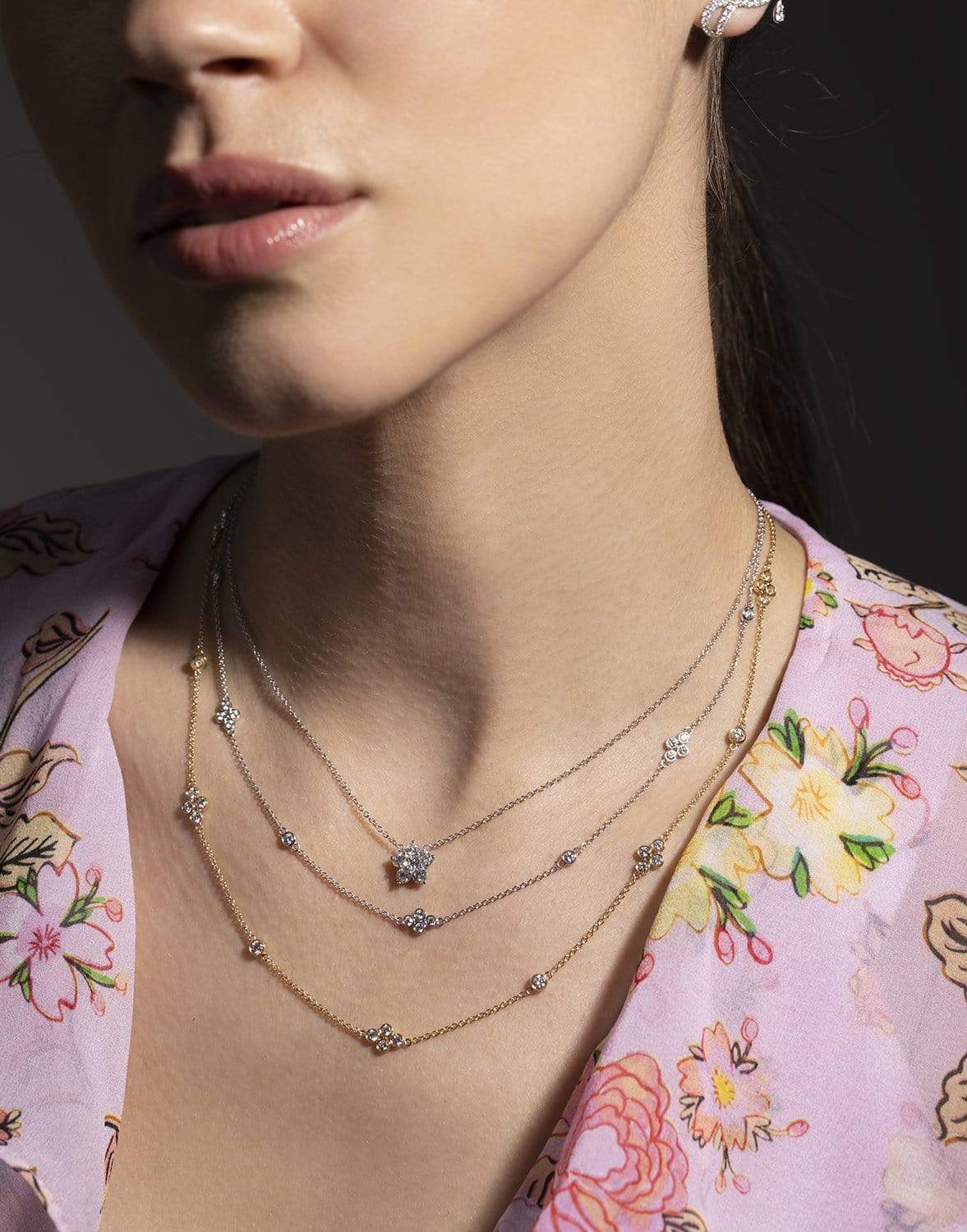 KWIAT-Small Diamond Strings Quad Necklace-WHITE GOLD