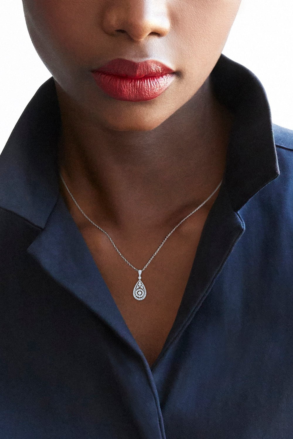 KWIAT-Splendor Diamond Concentric Drop Pendant Necklace-WHITE GOLD