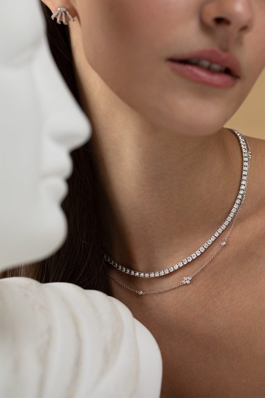 KWIAT-Sunburst Diamond Line Necklace-WHITE GOLD