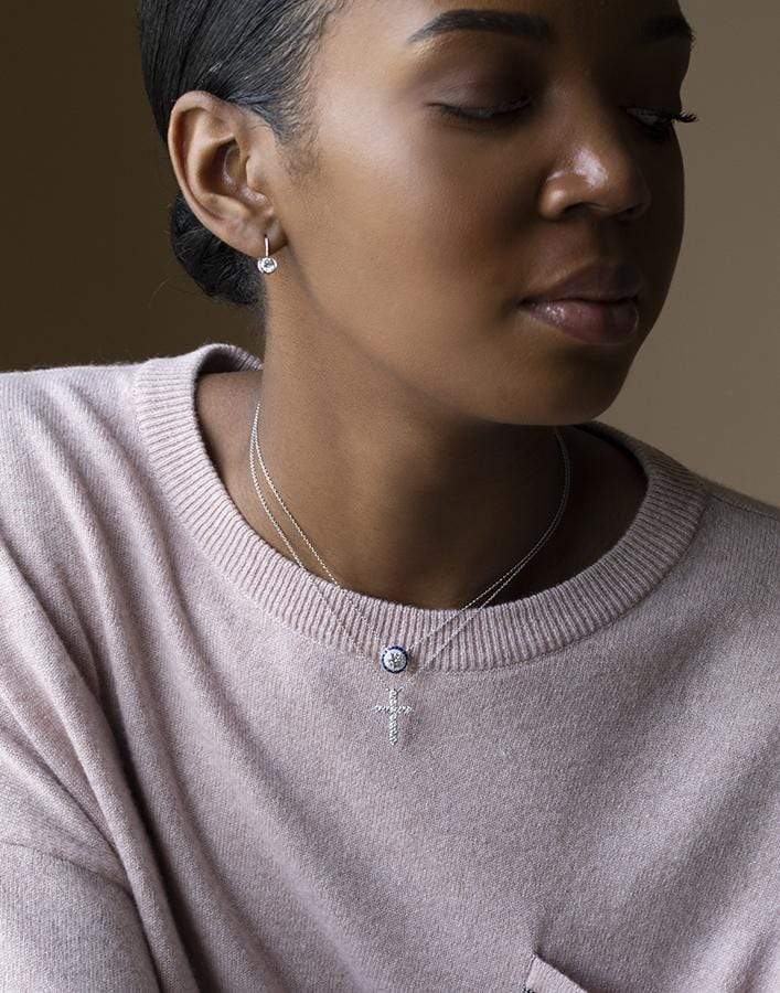 KWIAT-White Gold Diamond Cross Necklace-WHITE GOLD