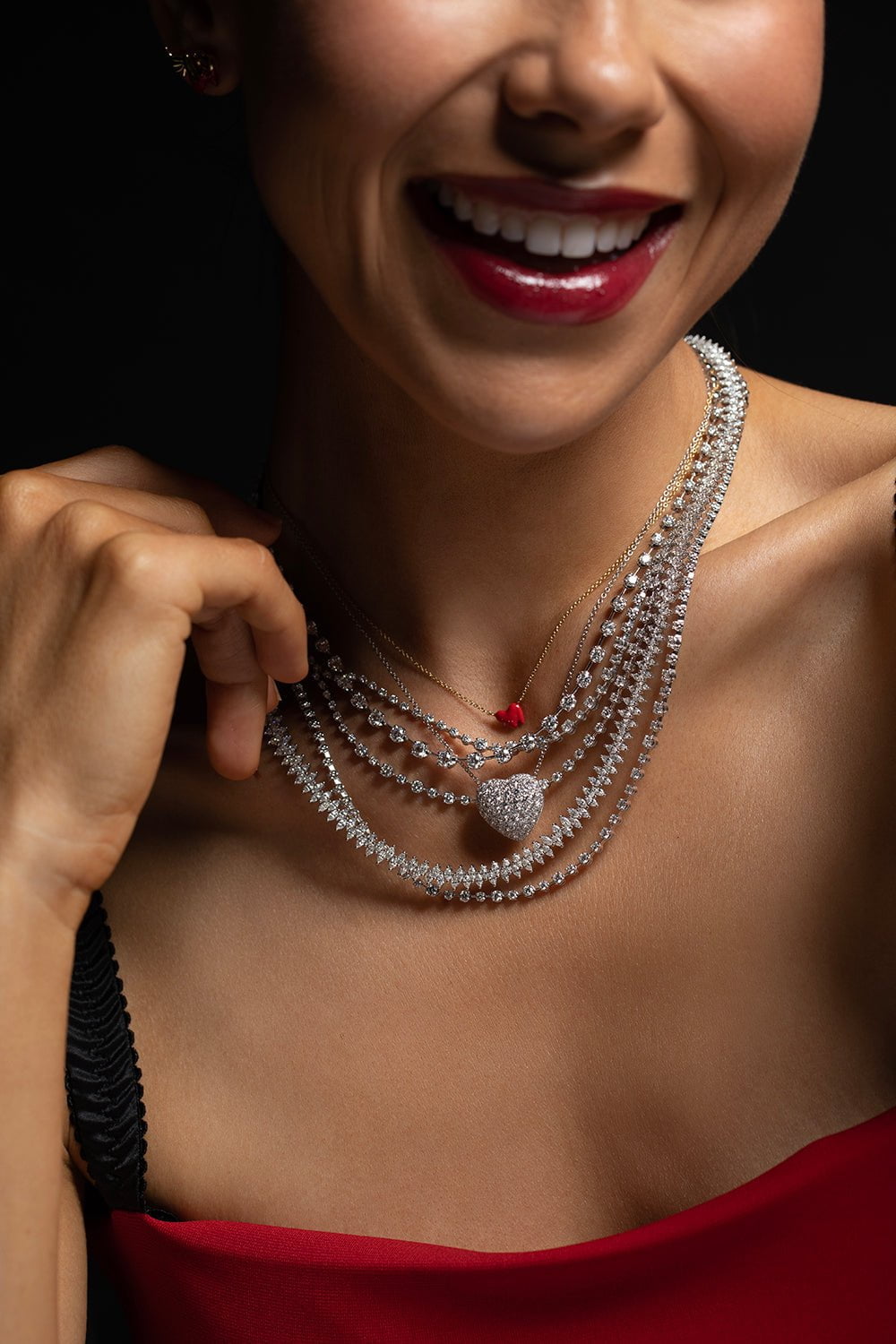 KWIAT-Pave Diamond Heart Pendant Necklace-WHITE GOLD