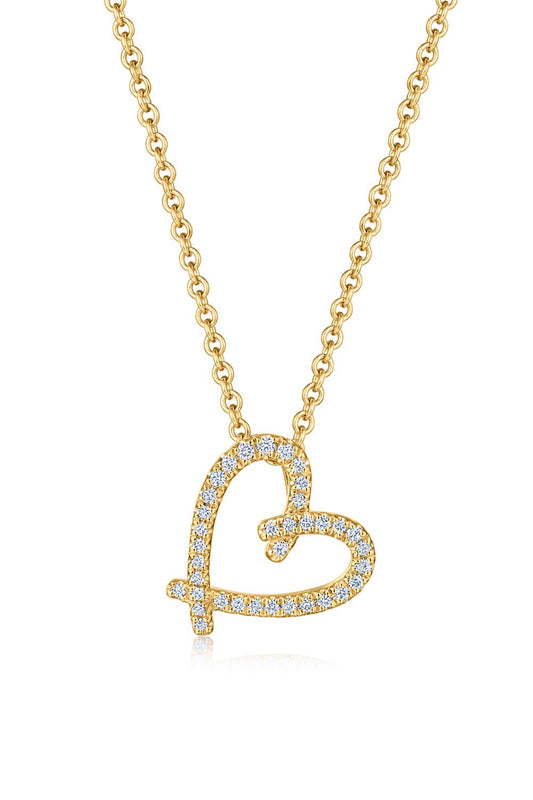 KWIAT-Cross My Heart Diamond Pendant Necklace-YELLOW GOLD