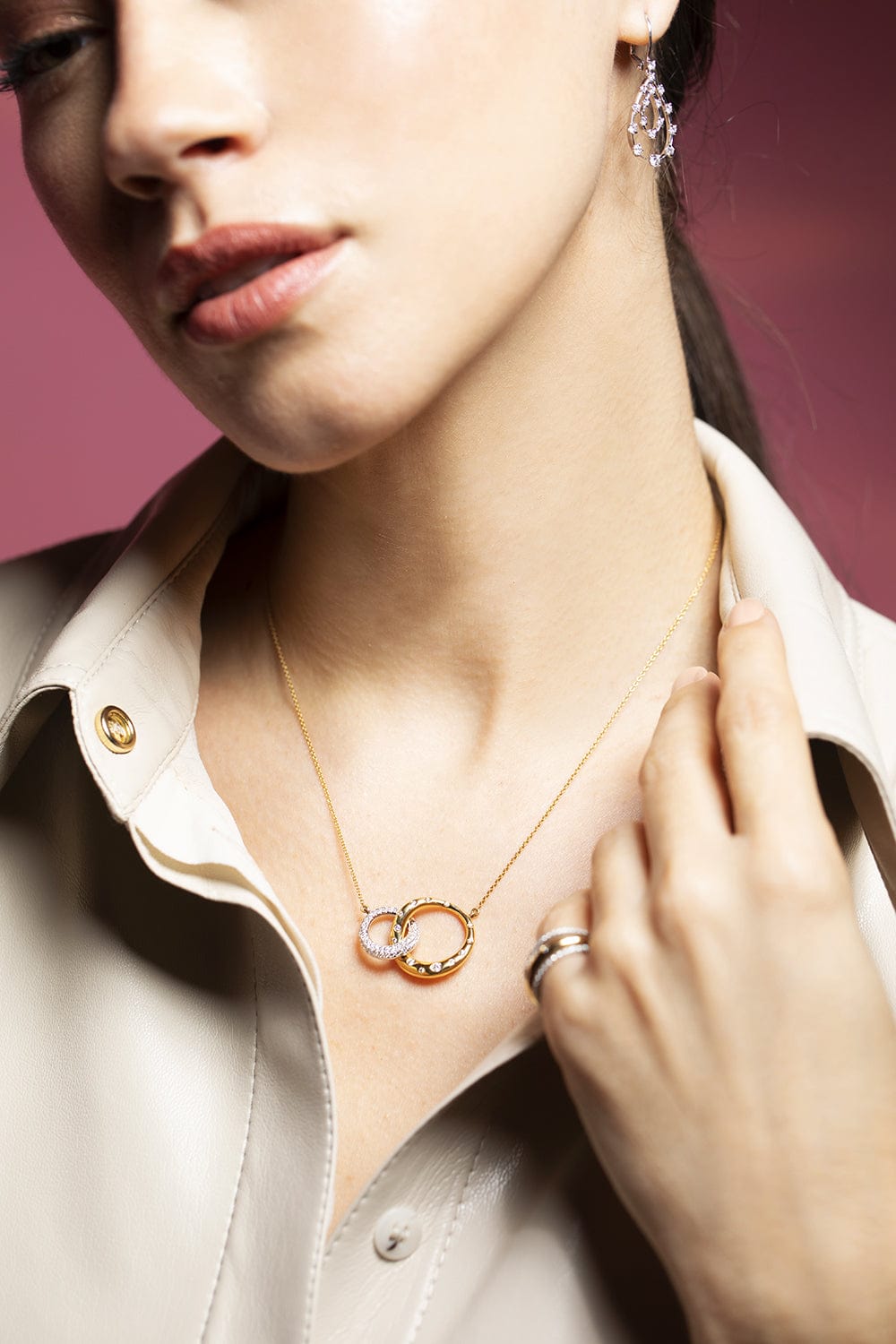 KWIAT-Cobblestone Interlocking Pendant Necklace-YELLOW GOLD