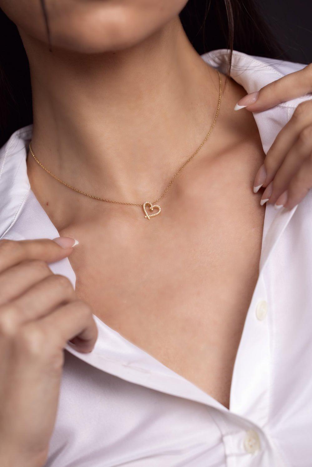 KWIAT-Cross My Heart Diamond Pendant Necklace-YELLOW GOLD