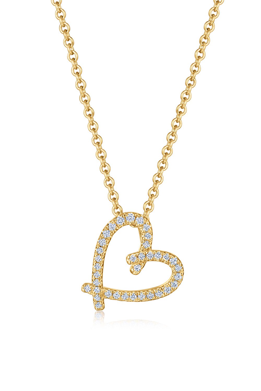 KWIAT-Cross My Heart Diamond Pendant Necklace-YELLOW GOLD