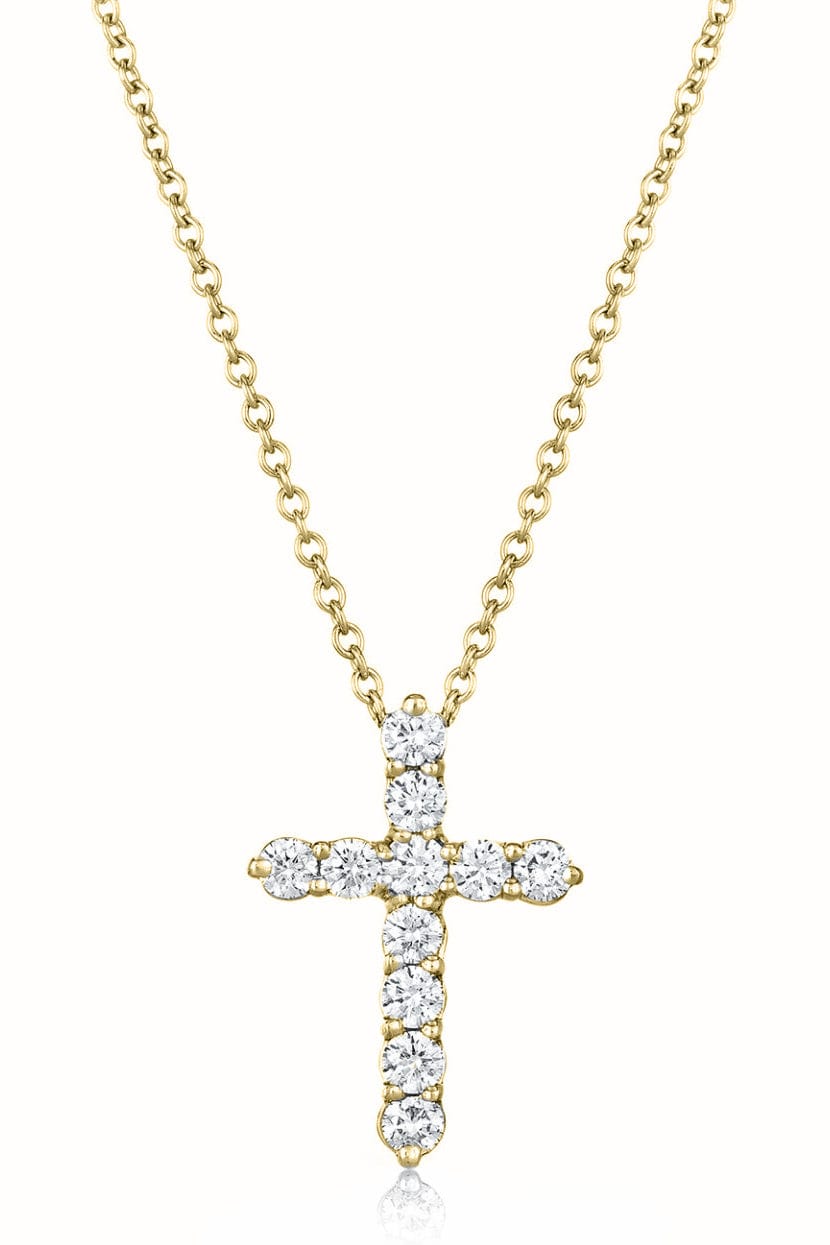 KWIAT-Cross Pendant Necklace-YELLOW GOLD