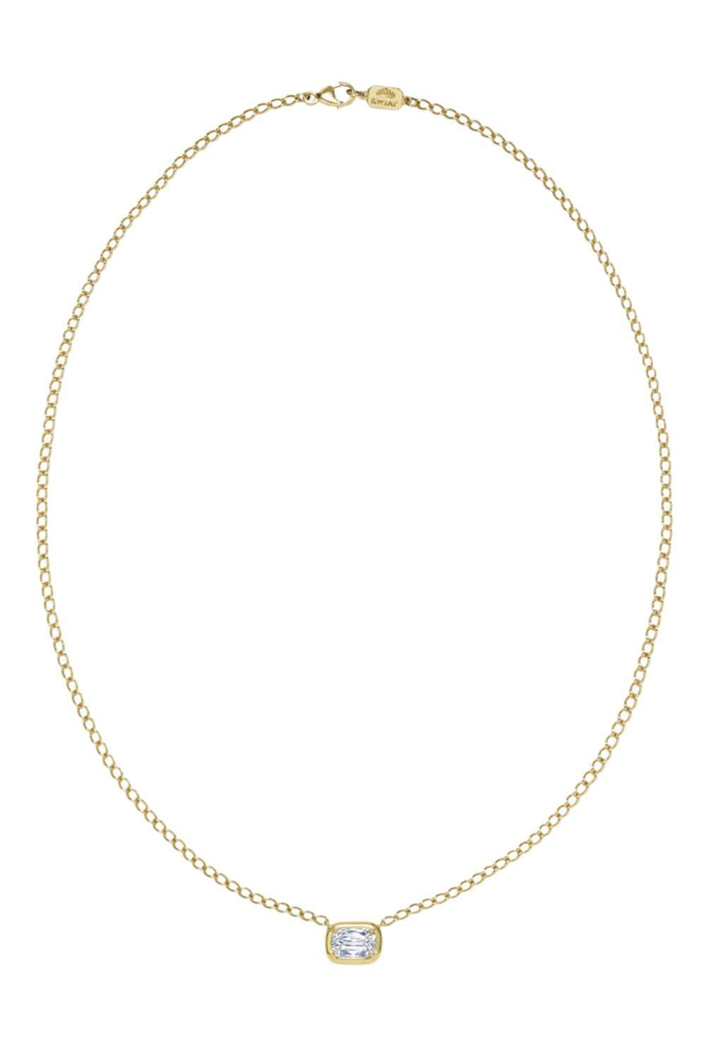 Diamond Bezel Set Solitaire Necklace-YELLOW GOLD-JEWELRYFINE JEWELNECKLACE O-KWIAT