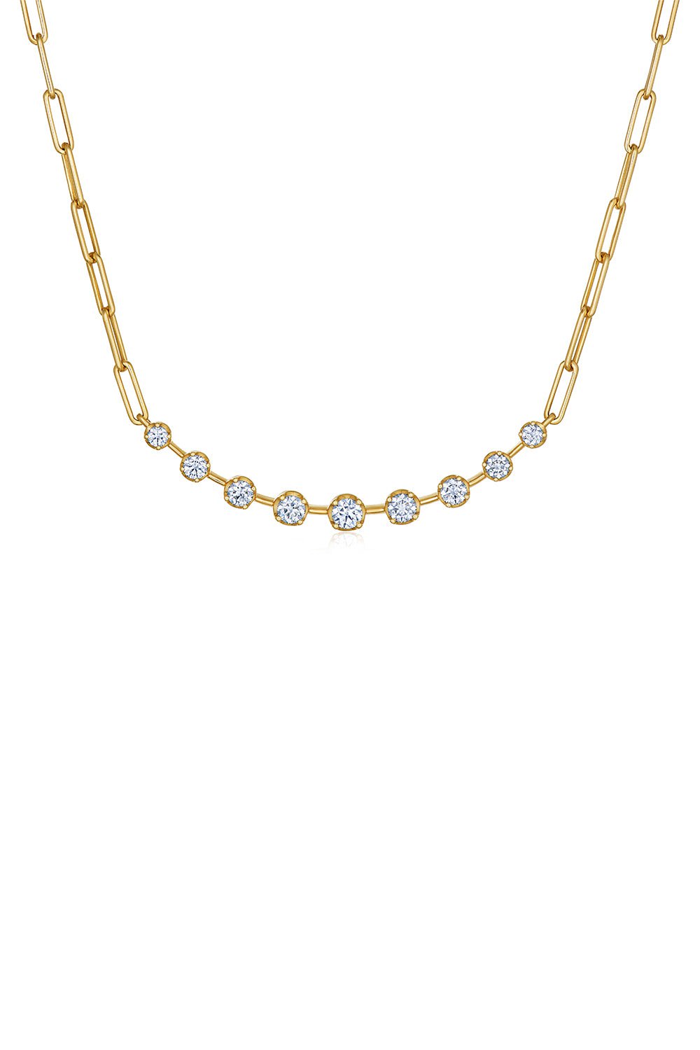 KWIAT-Partial Diamond Link Necklace-YELLOW GOLD