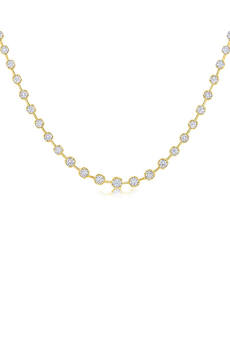 Starry Night Diamond Partway Necklace - Yellow Gold