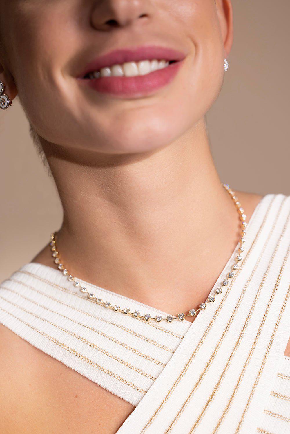 KWIAT-Starry Night Partway Necklace - Yellow Gold-YELLOW GOLD