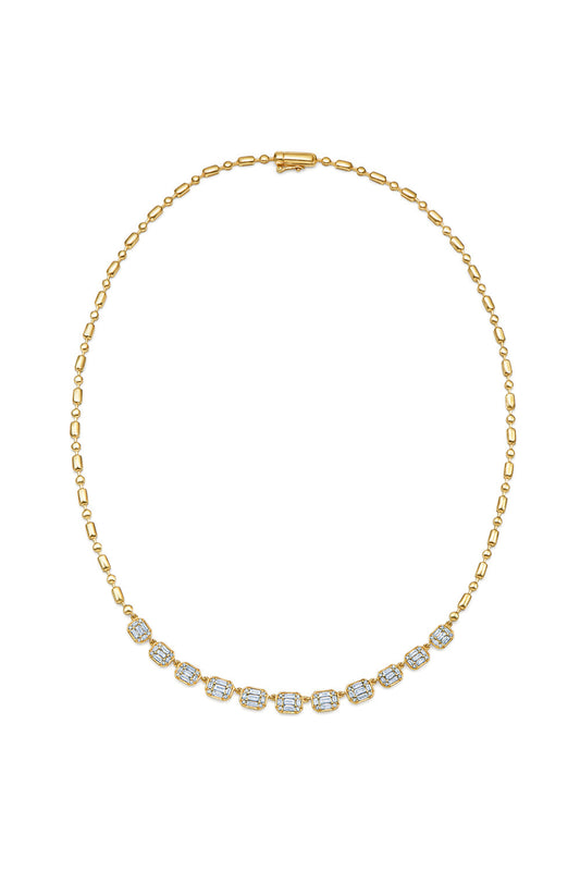 KWIAT-Sunburst Graduated Line Necklace-YELLOW GOLD