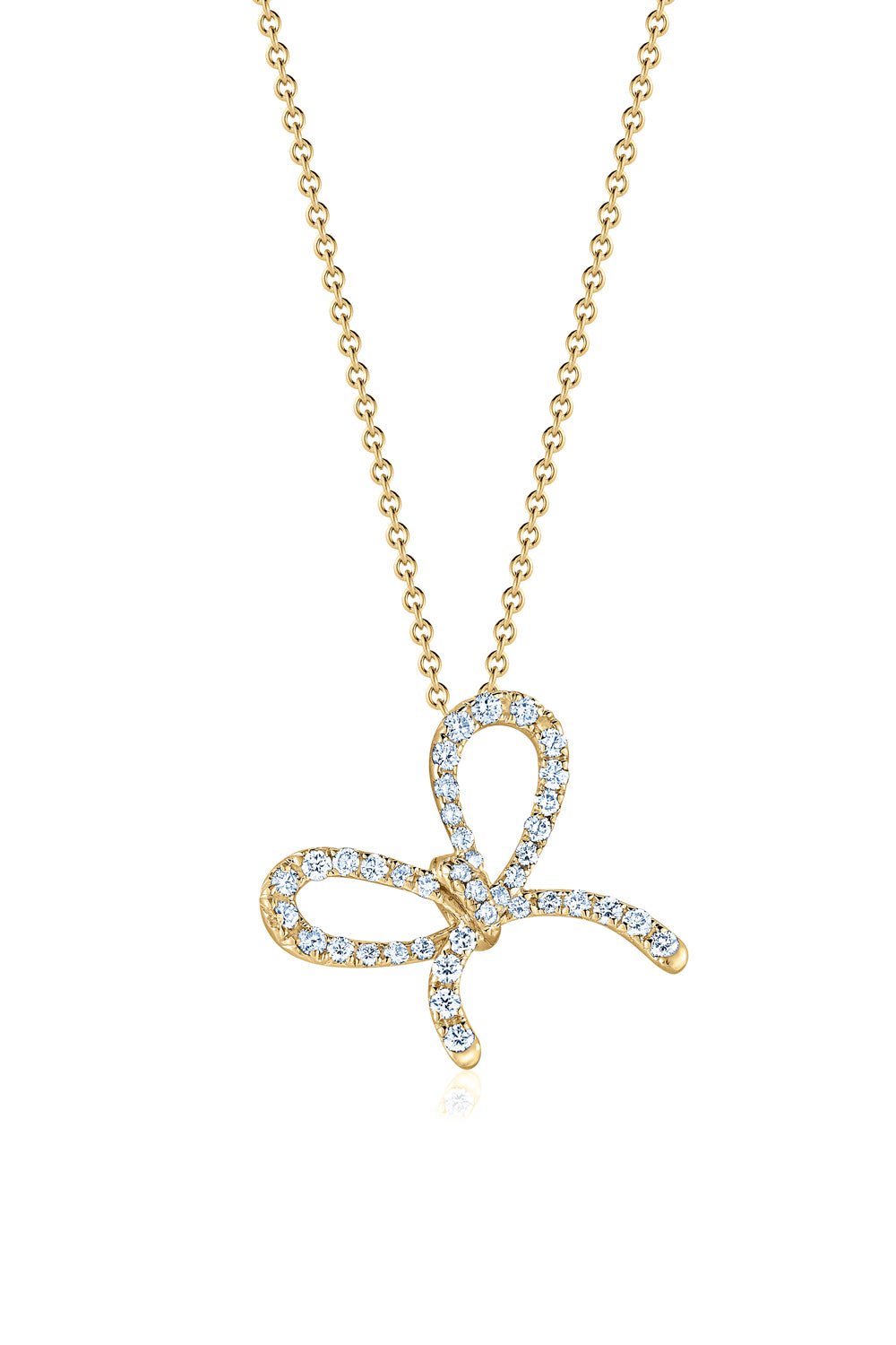 KWIAT-Element Bow Diamond Pendant Necklace-YELLOW GOLD