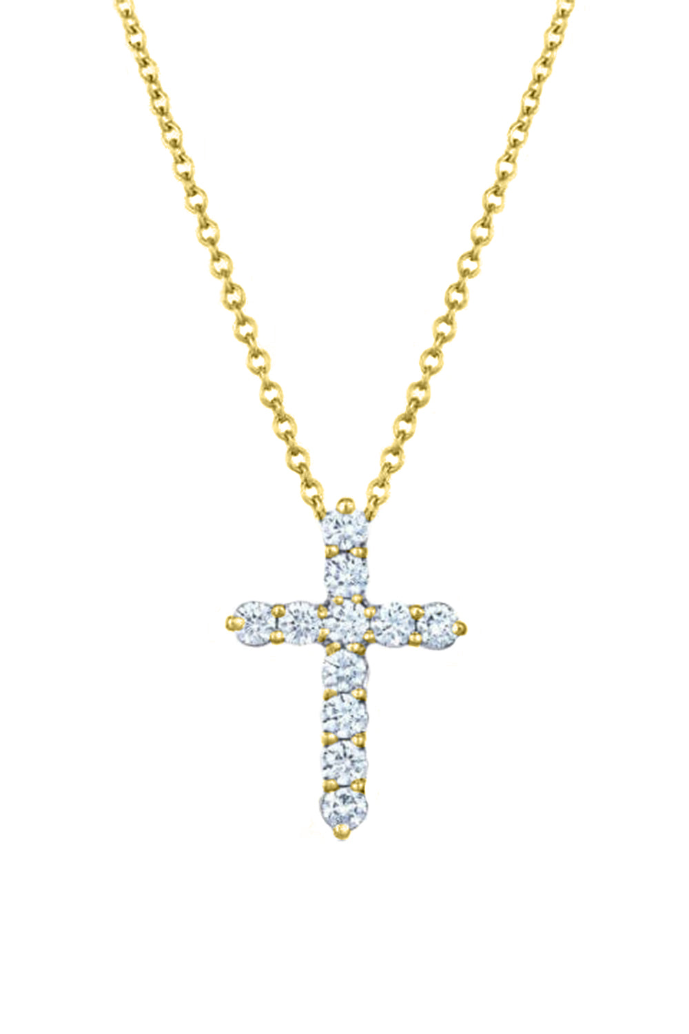 Diamond Cross Necklace-YELLOW GOLD-JEWELRYFINE JEWELNECKLACE O-KWIAT