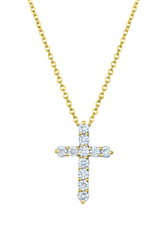 Diamond Cross Necklace-YELLOW GOLD-JEWELRYFINE JEWELNECKLACE O-KWIAT