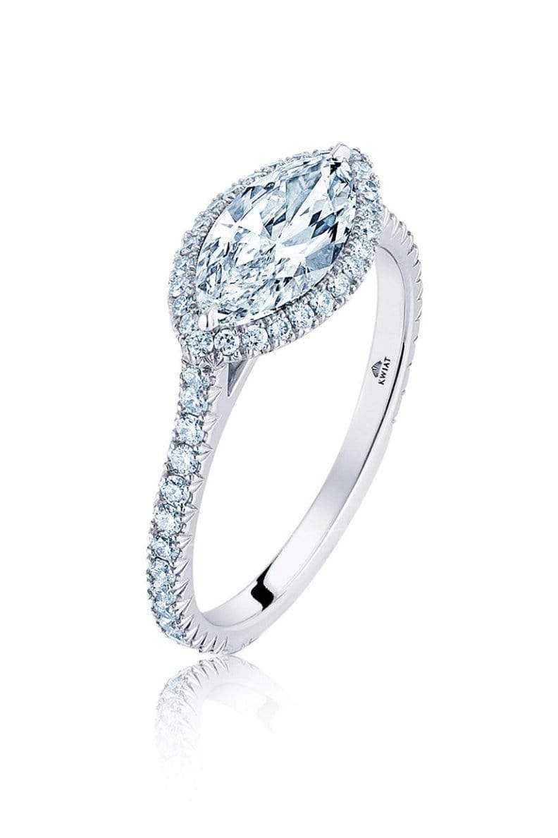 KWIAT-Marquise Diamond with Pave Engagement Ring-PLAT