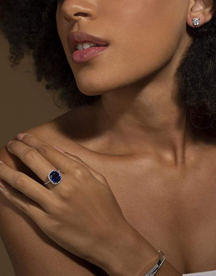 KWIAT-Cushion Blue Sapphire and Diamond Ring-PLAT