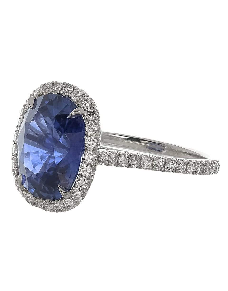 KWIAT-Cushion Blue Sapphire and Diamond Ring-PLAT