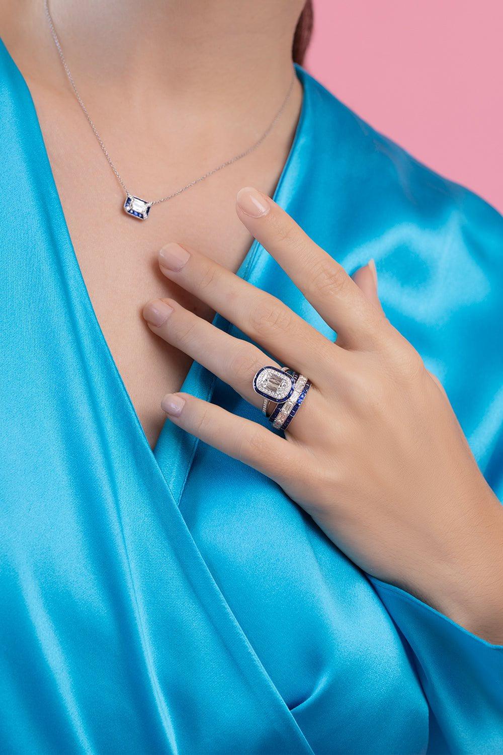 KWIAT-Ashoka Diamond Sapphire Ring-PLATINUM