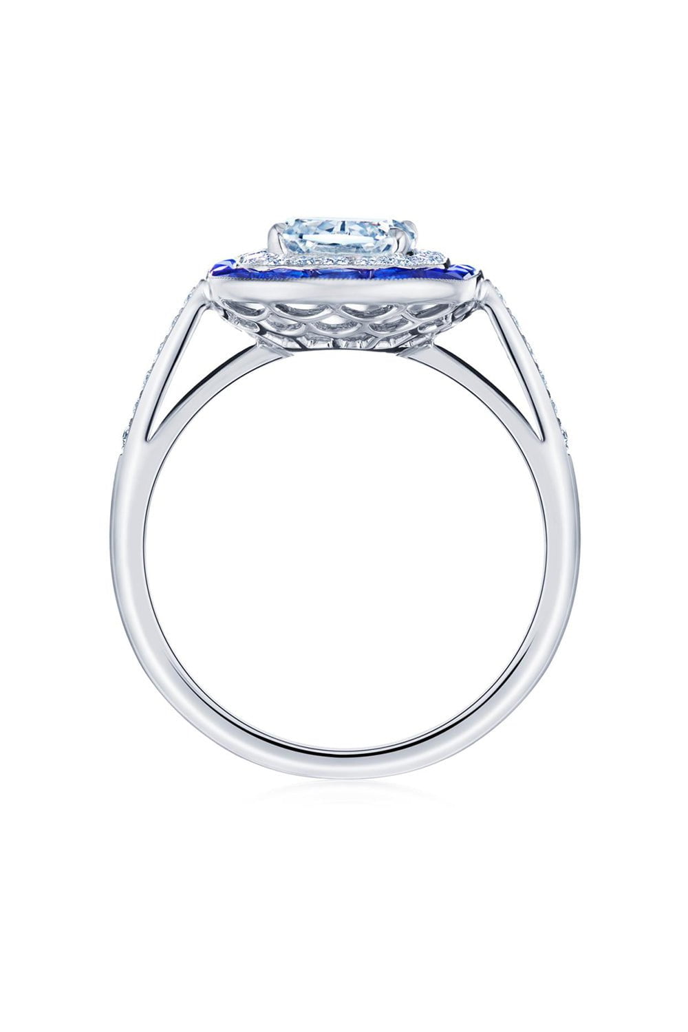 KWIAT-Ashoka Diamond Sapphire Ring-PLATINUM
