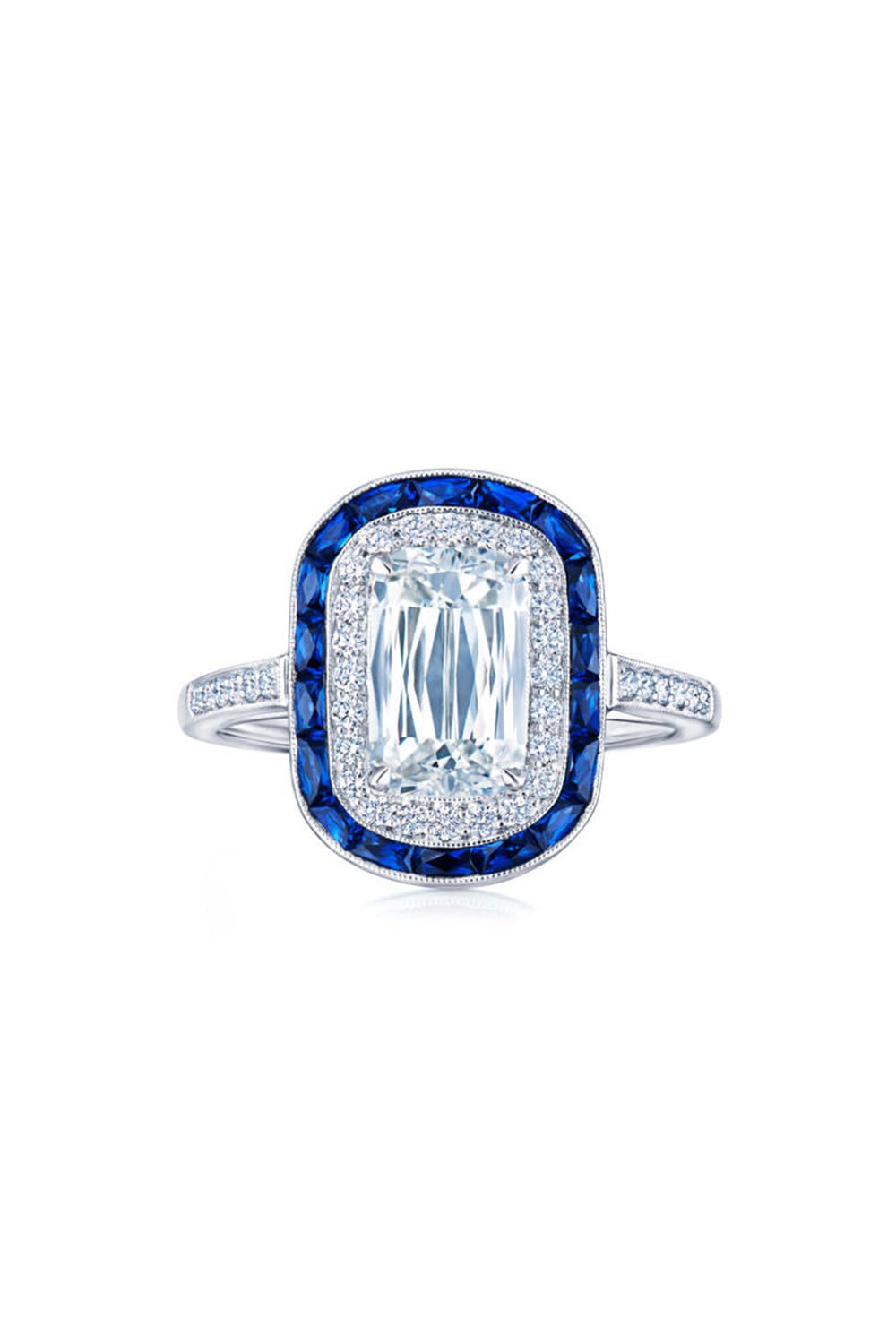 KWIAT-Ashoka Diamond Sapphire Ring-PLATINUM