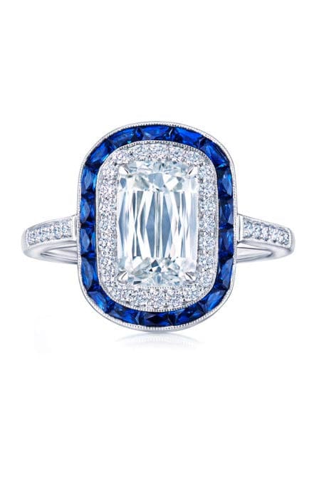 KWIAT-Diamond Blue Sapphire Ring-PLATINUM