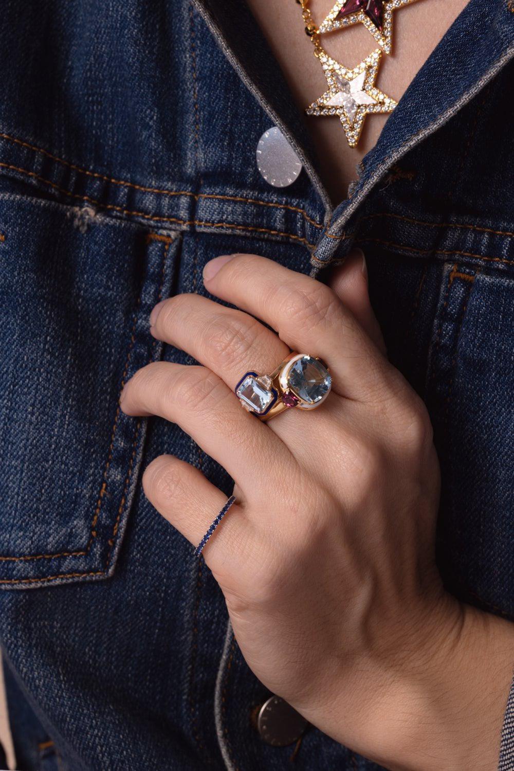 KWIAT-Stackable Slim Sapphire Ring-WHITE GOLD