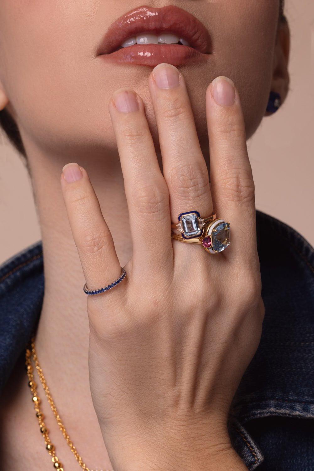 KWIAT-Stackable Slim Sapphire Ring-WHITE GOLD
