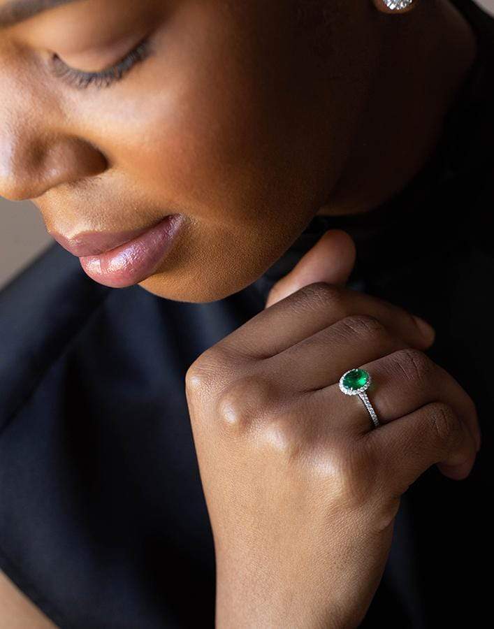 KWIAT-Colombian Emerald and Diamond Ring-WHITE GOLD
