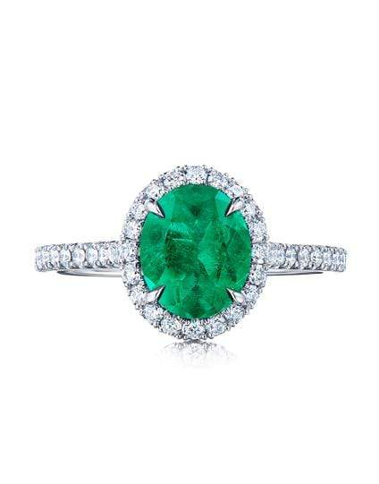 KWIAT-Colombian Emerald and Diamond Ring-WHITE GOLD