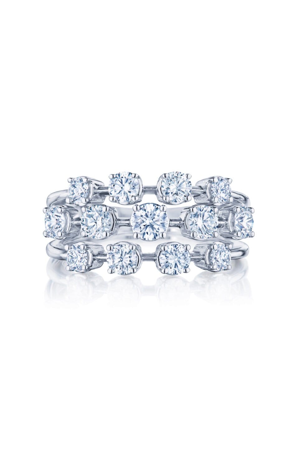 KWIAT-Three Row Diamond Ring-WHITE GOLD